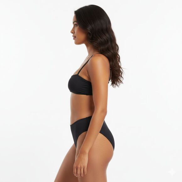 Black High Waist Bikini Set | Women's Minimalist Swimwear - Picture 2 of 5